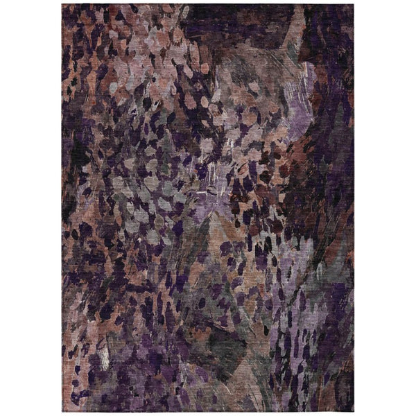 HomeRoots 8 X 10 Abstract Plum Polyester Area Rug Washable for Patio Porch or Living Room 739616