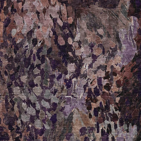 8 X 10 Abstract Plum Polyester Area Rug Washable for Patio Porch or Living Room