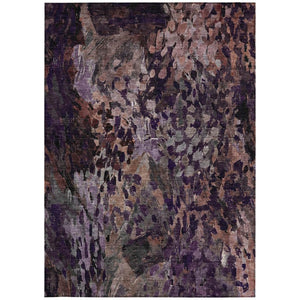 8 X 10 Abstract Plum Polyester Area Rug Washable for Patio Porch or Living Room