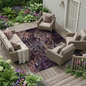 10 X 14 Abstract Plum Purple Polyester Washable Rug for Indoor Outdoor Spaces