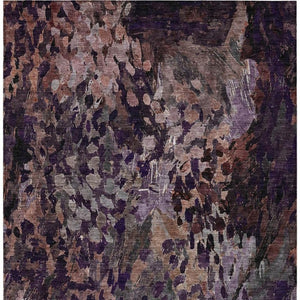 10 X 14 Abstract Plum Purple Polyester Washable Rug for Indoor Outdoor Spaces