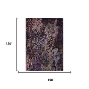 10 X 14 Abstract Plum Purple Polyester Washable Rug for Indoor Outdoor Spaces