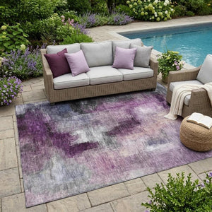 5x8 Abstract Washable Polyester Area Rug for Patio Porch Poolside and Living Spaces