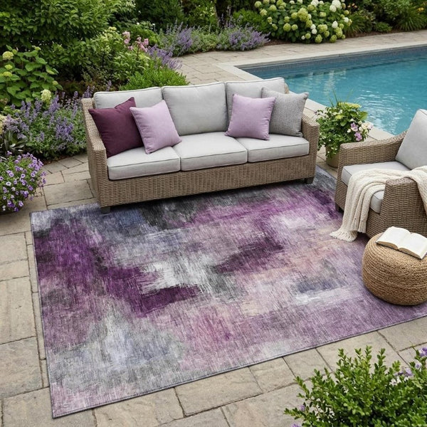 5x8 Abstract Washable Polyester Area Rug for Patio Porch Poolside and Living Spaces
