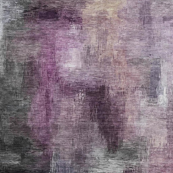 10 X 14 Abstract Purple Polyester Area Rug Washable for Patio Porch or Living Room