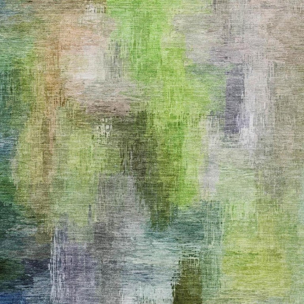 5x8 Abstract Green Polyester Area Rug Washable Stain Resistant Indoor Outdoor Patio