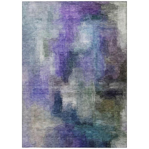 10 X 14 Purple Pewter Abstract Polyester Area Rug Washable for Indoor Outdoor Use