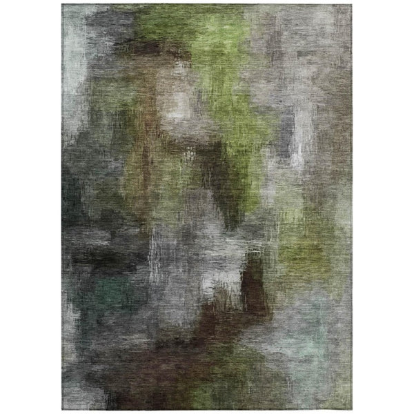 HomeRoots 9 X 12 Taupe Brown Abstract Polyester Area Rug Washable Stain Resistant Indoor Outdoor 739671
