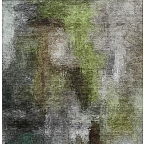 10 Ft X 14 Ft Abstract Polyester Area Rug Washable Indoor Outdoor Taupe Brown