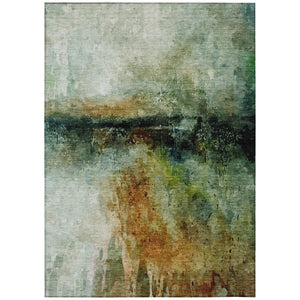 HomeRoots 9 X 12 Abstract Polyester Area Rug Washable Indoor Outdoor Stain Resistant 739677