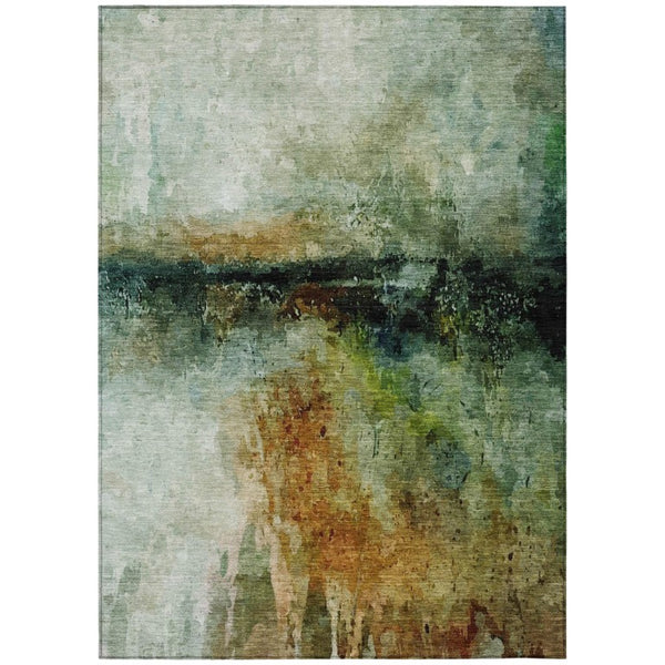 HomeRoots 9 X 12 Abstract Polyester Area Rug Washable Indoor Outdoor Stain Resistant 739677