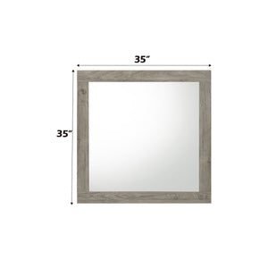 English Elm Mari Light Gray Transitional Square Mirror with 29x36" Inner Glass, Rubberwood Frame & Paper Veneer Finish B2726P292250
