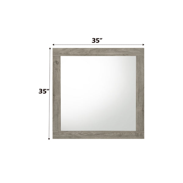 English Elm Mari Light Gray Transitional Square Mirror with 29x36" Inner Glass, Rubberwood Frame & Paper Veneer Finish B2726P292250