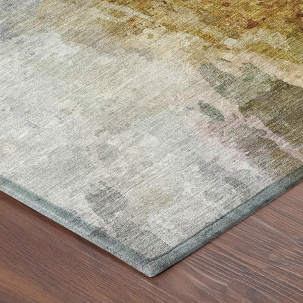 8 Foot Round Copper Abstract Polyester Area Rug Washable for Indoor Outdoor Use