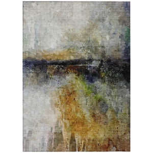 HomeRoots 8 Ft X 10 Ft Copper Abstract Polyester Area Rug Stain Resistant for Patio or Living Room 739682