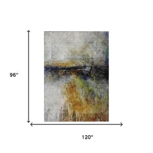 8 Ft X 10 Ft Copper Abstract Polyester Area Rug Stain Resistant for Patio or Living Room