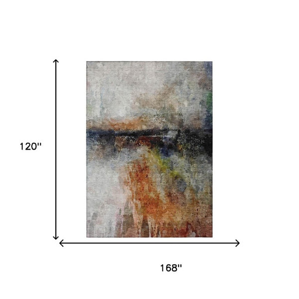 10 Ft Abstract Polyester Area Rug Washable Stain Resistant for Patio and Living Room