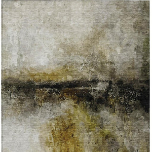 5 X 8 Wheat Gold Abstract Polyester Area Rug Washable for Patio or Living Room