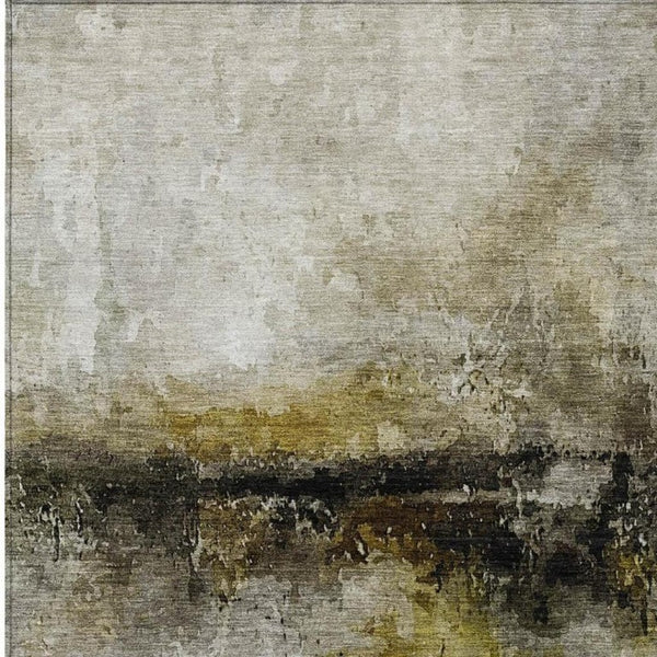 8x10 Abstract Wheat Gold Polyester Area Rug Washable Stain Resistant Indoor Outdoor