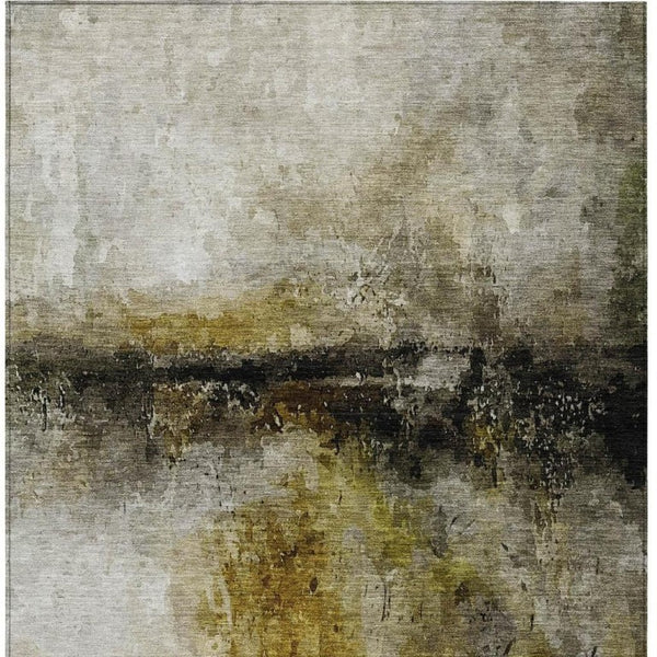 8x10 Abstract Wheat Gold Polyester Area Rug Washable Stain Resistant Indoor Outdoor