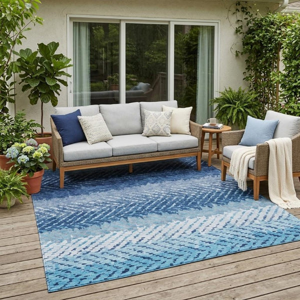 5x8 Striped Polyester Area Rug Washable Stain Resistant for Patio and Living Room