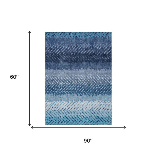 5x8 Striped Polyester Area Rug Washable Stain Resistant for Patio and Living Room