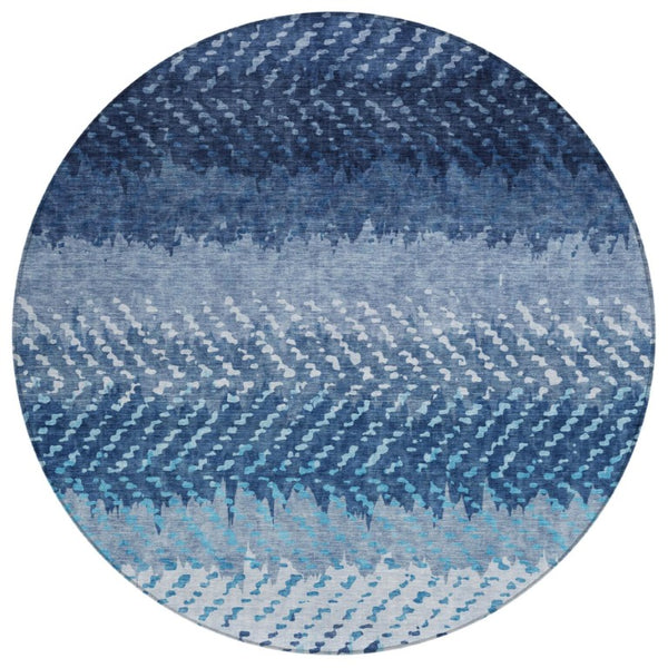 HomeRoots 8 Foot Round Striped Polyester Area Rug for Patio Porch or Indoor High Traffic Zones 739705