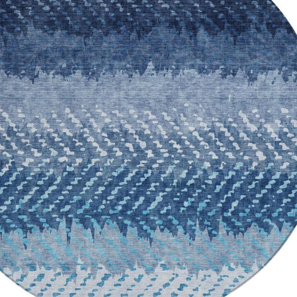 8 Foot Round Striped Polyester Area Rug for Patio Porch or Indoor High Traffic Zones