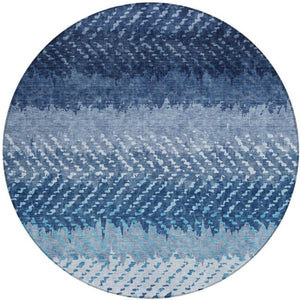 8 Foot Round Striped Polyester Area Rug for Patio Porch or Indoor High Traffic Zones