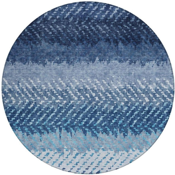 8 Foot Round Striped Polyester Area Rug for Patio Porch or Indoor High Traffic Zones