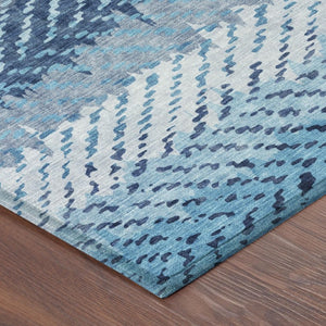 8 Foot Round Striped Polyester Area Rug for Patio Porch or Indoor High Traffic Zones