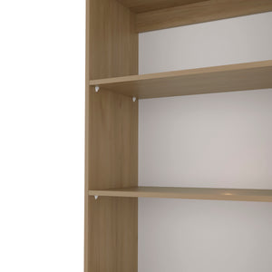 English Elm Dam 5-Shelf Bookcase 71" H Open Storage in Natural Oak & White – Scratch-Resistant Melamine, Versatile Home Organizer B128P314793