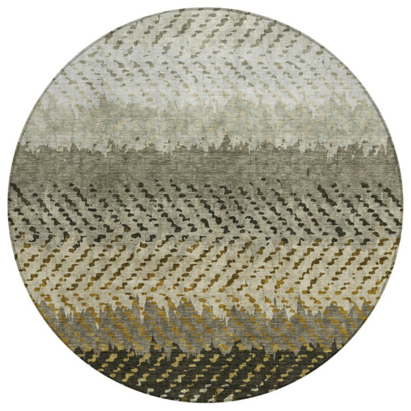 HomeRoots 8 Foot Round Striped Polyester Area Rug for Patio Porch or High Traffic Rooms 739717