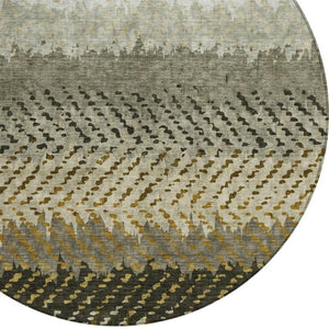 8 Foot Round Striped Polyester Area Rug for Patio Porch or High Traffic Rooms