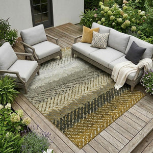 8x10 Striped Polyester Area Rug Washable Stain Resistant Indoor Outdoor Patio