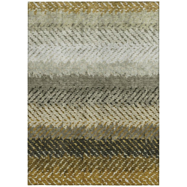 8x10 Striped Polyester Area Rug Washable Stain Resistant Indoor Outdoor Patio