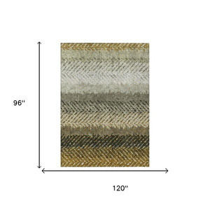 8x10 Striped Polyester Area Rug Washable Stain Resistant Indoor Outdoor Patio