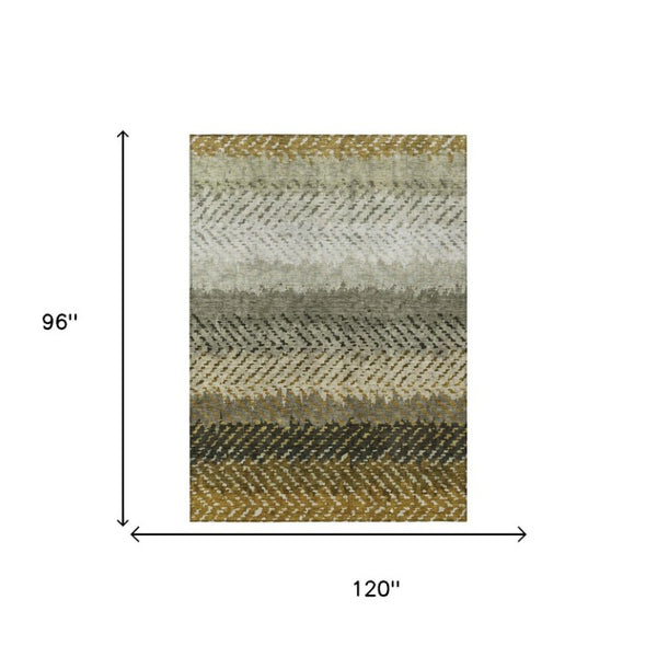 8x10 Striped Polyester Area Rug Washable Stain Resistant Indoor Outdoor Patio