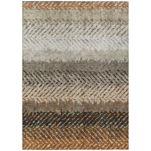 HomeRoots 5x8 Striped Polyester Area Rug Washable for Indoor Outdoor Patio and High Traffic Rooms 739722