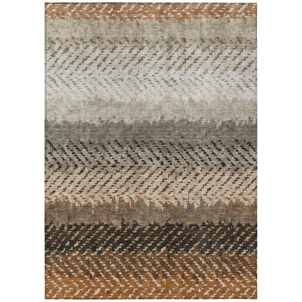 HomeRoots 5x8 Striped Polyester Area Rug Washable for Indoor Outdoor Patio and High Traffic Rooms 739722