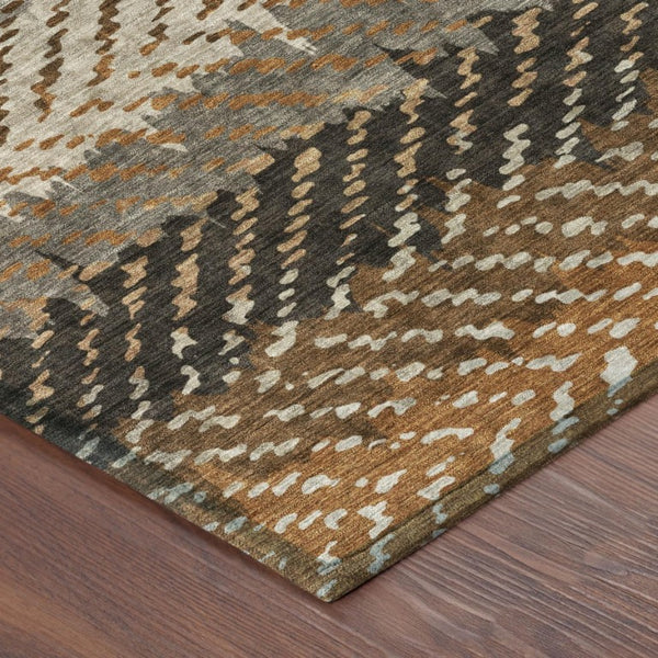 5x8 Striped Polyester Area Rug Washable for Indoor Outdoor Patio and High Traffic Rooms