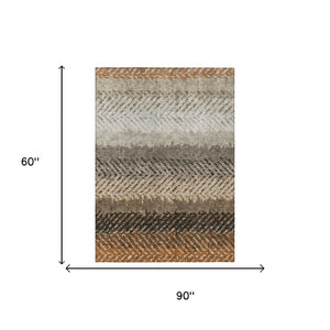 5x8 Striped Polyester Area Rug Washable for Indoor Outdoor Patio and High Traffic Rooms