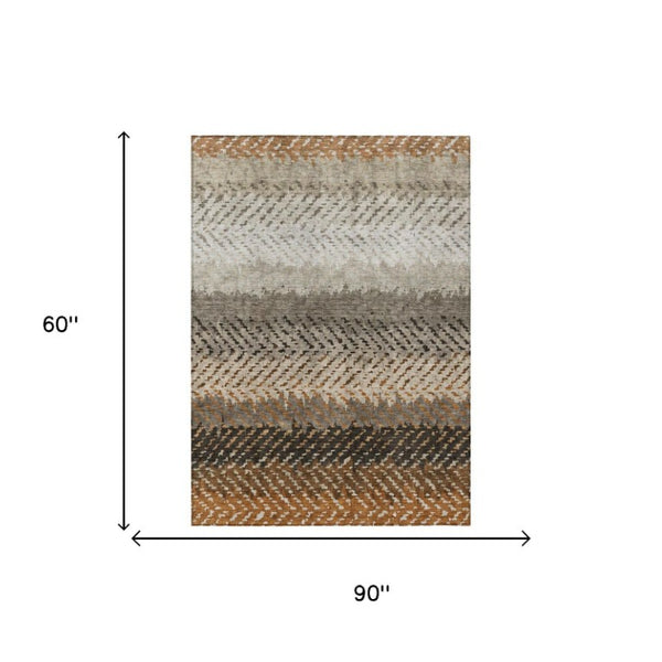 5x8 Striped Polyester Area Rug Washable for Indoor Outdoor Patio and High Traffic Rooms