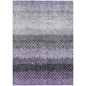 HomeRoots 8 X 10 Plum Striped Polyester Area Rug Washable Stain Resistant Indoor Outdoor 739730