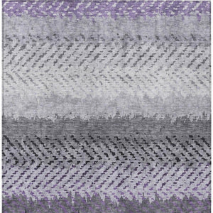 8 X 10 Plum Striped Polyester Area Rug Washable Stain Resistant Indoor Outdoor