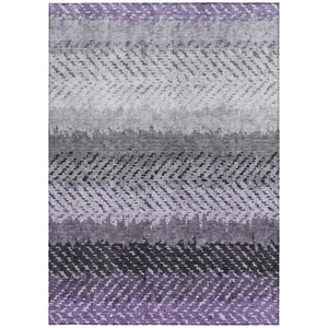 8 X 10 Plum Striped Polyester Area Rug Washable Stain Resistant Indoor Outdoor