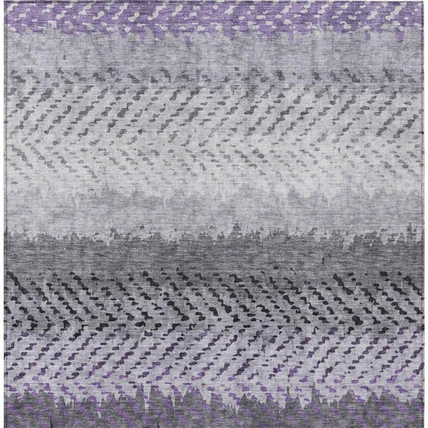 9 X 12 Plum Purple Stripe Polyester Area Rug Washable for Indoor Outdoor Use