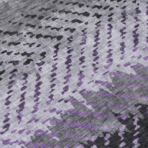 9 X 12 Plum Purple Stripe Polyester Area Rug Washable for Indoor Outdoor Use