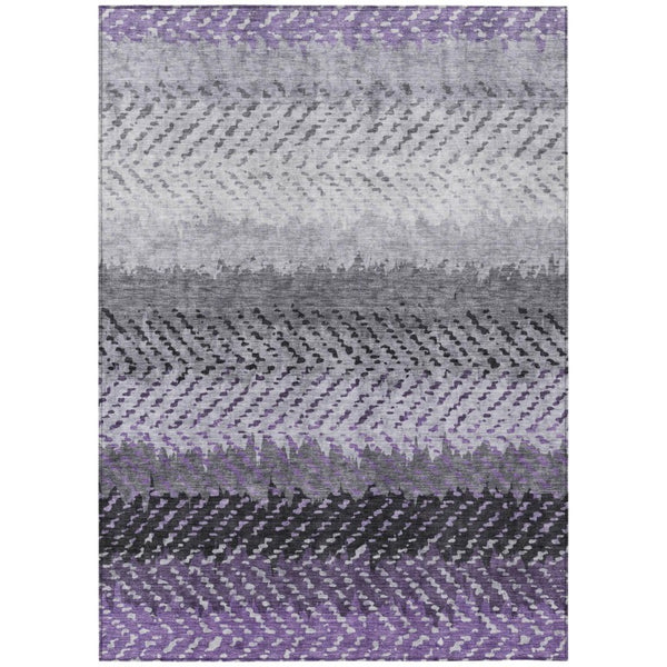 HomeRoots 10 X 14 Striped Plum Purple Washable Polyester Indoor Outdoor Rug for Patio 739732