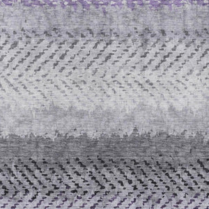 10 X 14 Striped Plum Purple Washable Polyester Indoor Outdoor Rug for Patio